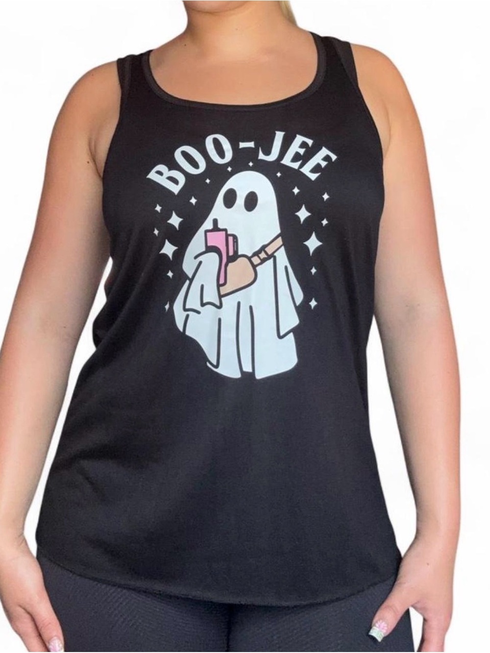 Constantly Varied Gear Black Racerback ‘Boo-Jee’ Tank Top w Ghost Graphic Sz M